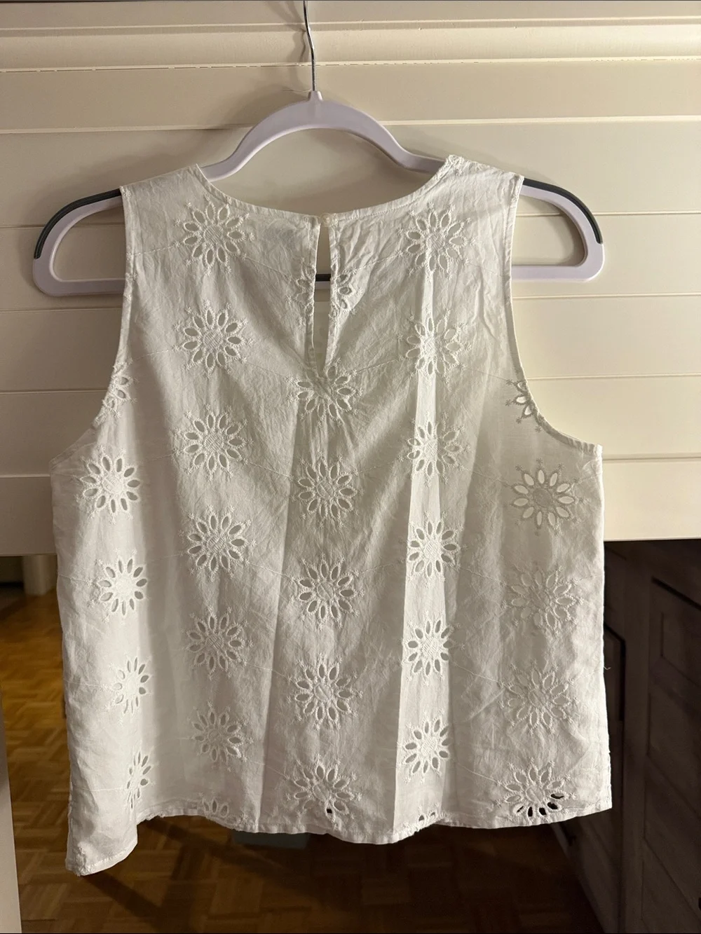 J. Crew White Eyelet Cotton Shell Tank
